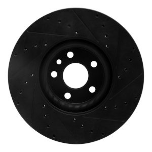 Volvo XC60 Brake Rotor (1) - Front Left - R1 Concepts - Drilled & Slotted - Black - `16-`17